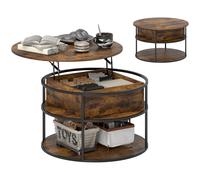 HOMCOM Lift Top Coffee Table - Round Coffee Table With Hidden Storage - Brown | TJ Hughes