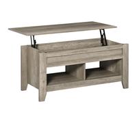 HOMCOM Lift Top Coffee Table w/ Hidden Storage Compartment Open Shelves Lift Tabletop Pop Up Centre Table for Living Room Oak Effect Oak