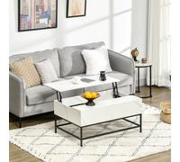 HOMCOM Lift Top Coffee Table W/ Hidden Storage Compartment, White