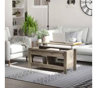 HOMCOM Lift Top Coffee Table w/ Hidden Storage Compartment & Shelves Oak | TJ Hughes