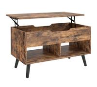 HOMCOM Lift Top Coffee Table with Hidden Storage Living Room Table Metal Legs 75 cm Rustic Brown