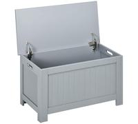 HOMCOM Lift Top Storage Chest with Lid, Safety Hinges, Blanket Box, Grey | Toy Box Organizer, Bedroom, Entryway, Living Room