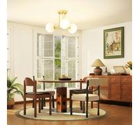 HOMCOM Light Fixture with 3-Light Globe Shades, Modern Ceiling Light, Gold - 1 - Metal, plastic - Gold tone