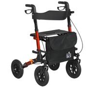 HOMCOM Lightweight Walking Frame, Rubber Wheels, Rollator Walker with Seat and Wheels with Adjustable Handle, Bag, Red