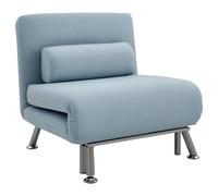 HOMCOM Linen Chair Bed, 3-in-1 Convertible Sleeper Chair with Adjustable Backrest, Pillow, for Living Room, Bedroom Blue