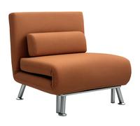 HOMCOM Linen Chair Bed, 3-in-1 Convertible Sleeper Chair with Adjustable Backrest, Pillow, for Living Room, Bedroom Brown