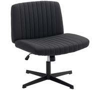 HOMCOM Linen Criss Cross Legged Office Chair with Tilt Function, Cream, White