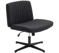 Homcom Linen Criss Cross Legged Office Chair With Tilt Function In Black Black
