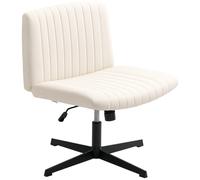 Homcom Linen Criss Cross Legged Office Chair With Rock Function, Cream
