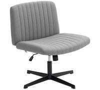 Homcom Linen Criss Cross Legged Office Chair With Rock Function, Grey