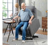 HOMCOM Linen Fabric Electric Recliner Chair with Remote Control in Grey | Size: Armchair HOMCOM Grey Armchair