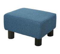 HOMCOM Linen Fabric Footstool, Small Foot Rest, Rectangle Sofa Stool for Bedroom Living Room Blue