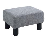 HOMCOM Linen Fabric Footstool, Small Foot Rest, Rectangle Sofa Stool for Bedroom Living Room Grey
