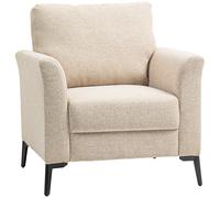 HOMCOM Linen Fabric Modern Accent Chair with Metal Legs, Wood Frame, Beige