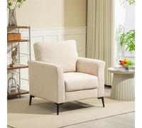 HOMCOM Linen Fabric Modern Accent Chair with Metal Legs, Wood Frame, Beige | Size: Small HOMCOM Beige Small