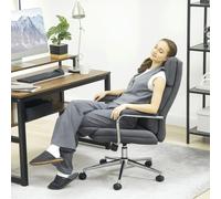 HOMCOM Linen Fabric Office Desk Chair with Tilt Function, Charcoal Grey