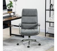 HOMCOM Linen Fabric Office Desk Chair with Tilt Function, Charcoal Grey - Charcoal grey