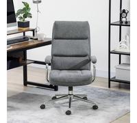 HOMCOM Linen Fabric Office Desk Chair with Tilt Function, Charcoal Grey