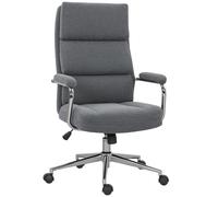 HOMCOM Linen Fabric Office Desk Chair with Tilt Function - Charcoal Grey | TJ Hughes
