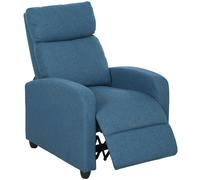 HOMCOM Linen Fabric Reclining Chair with Padded Seat, Blue, Blue