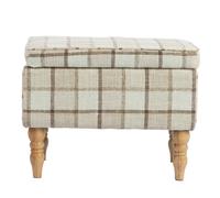 HOMCOM Linen Fabric Upholstered Footstool, Rectangular Storage Stool with Removable Top, Padded Seat and Hidden Space, Brown