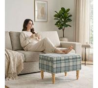 HOMCOM Linen Fabric Upholstered Footstool with Removable Top, Grey