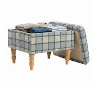 HOMCOM Linen Fabric Upholstered Footstool with Removable Top, Grey