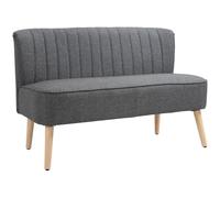 HOMCOM Linen-Feel Double Sofa w/ Wood Frame Foam Padding, Grey