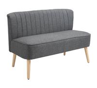 HOMCOM Modern Double Seat Sofa Loveseat Couch 2 Seater Compact Sofa Padded Linen Wood Leg Dark Grey