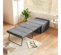 Homcom Linen Foldable Guest Bed Dust Cover And Metal Frame, 69 X 181.5 Cm In Grey Grey Single