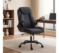Homcom Linen-Look Computer Desk Chair With Thick Cushion, Black