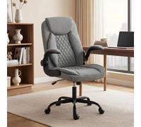 HOMCOM Linen-Look Computer Desk Chair with Thick Cushion, Grey