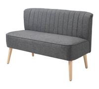 HOMCOM 2 Seater Sofa for Living Room, Modern Linen-Look Fabric Couch, Armless Loveseat Sofa Settee for Bedroom, Dark Grey