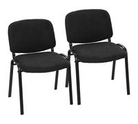 HOMCOM Linen-Look Fabric Reception Chairs, Stackable Meeting Chairs Set of 2 with Backrest, Padded Seat for Office, Black