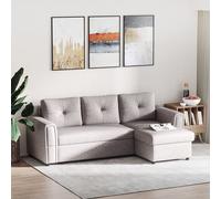 HOMCOM Linen-Look L-Shaped Sofa Bed with Storage Bed Sleeper Flat Studio in Grey HOMCOM Grey
