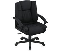 HOMCOM Linen-Look Padded Office Chair - Black