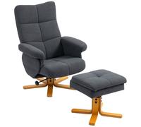 HOMCOM Linen-Look Recliner, with Storage Ottoman, Cat Scratch Resistant Material, Grey Aosom UK