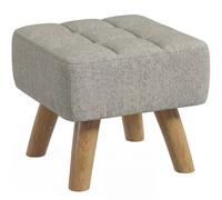 HOMCOM Linen-Look Square Padded Footstool - Light Brown