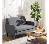 Homcom Linen Modern-Curved 2-Seat Sofa Loveseat With Thick Cushion Wood Legs In Grey Grey