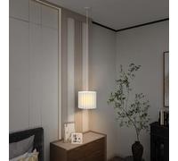 HOMCOM Linen Pendant Light, E27 Lampshade for Living Room, Bedroom, White