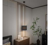 HOMCOM Linen Pendant Light, E27 Lampshade for Living Room, Bedroom, Black