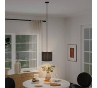 HOMCOM Linen Pendant Light, E27 Lampshade for Living Room, Bedroom, Black - Black - Matte black - 32 x 32 x 178 cm
