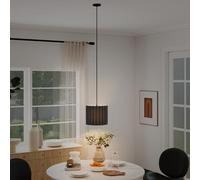 HOMCOM Linen Pendant Light, Modern Ceiling Lamp, Bedside Hanging Light with E27 Bulb for Bedroom, Living Room, Kitchen, Hallway, Black