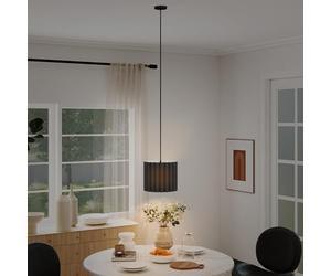 HOMCOM Linen Pendant Light, Modern Ceiling Lamp, Bedside Hanging Light with E27 Bulb for Bedroom, Living Room, Kitchen, Hallway, Black