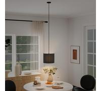HOMCOM Linen Pendant Light Modern Ceiling Lamp for Bedroom E27 Bulb Black | Bedside Hanging Light, Living Room, Kitchen, Hallway
