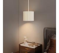 HOMCOM Linen Pendant Light Modern Ceiling Lamp for Bedroom E27 Bulb White