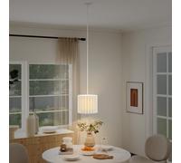 HOMCOM Linen Pendant Light Modern Ceiling Lamp for Bedroom E27 Bulb White | Bedside Hanging Light, Living Room, Kitchen, Hallway
