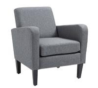 HOMCOM Linen Single Armchair, with Padded Seat & Anti-Cat-Scratch Material, Grey Aosom UK
