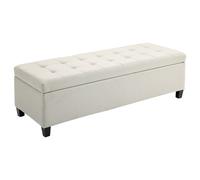 HOMCOM Linen Storage Ottoman Bench Padded w/ Tufting Hinged Lid Wood Frame Beige | TJ Hughes