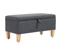HOMCOM Linen Storage Ottoman Storage Box with Rubberwood Legs - Dark Grey - Polyester, Sponge, Rubberwood - 71cm x 37cm x 36cm